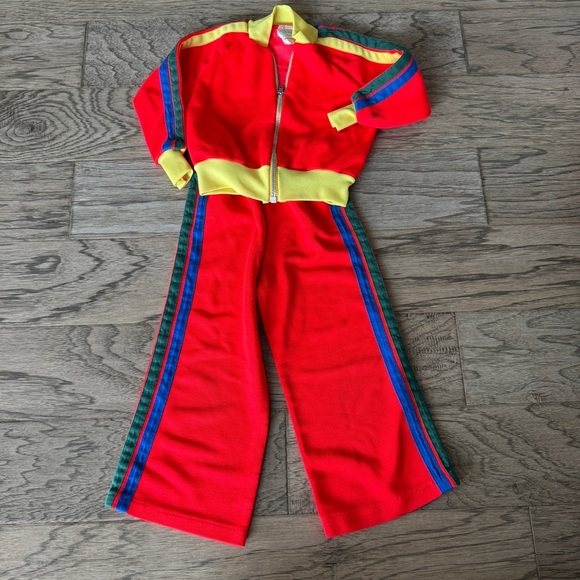 Vintage 1970s Jones Wear 4T Red Tracksuit Jumpsuit Kids Retro - Nostalgia - Picture 3 of 10